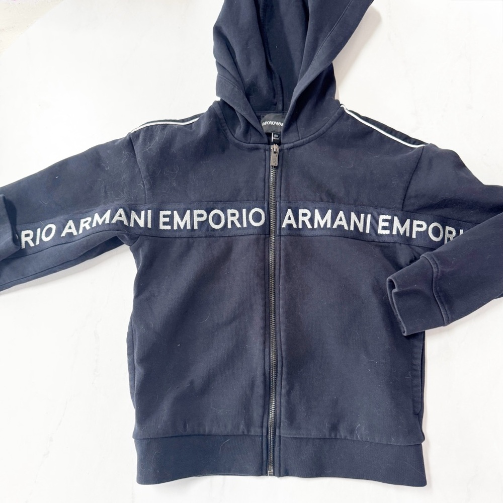 Emporio Armani Kids black Zip-Up Hoodie